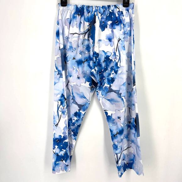 Bryn Walker Fiori Floral Print Slim Straight Leg Capri Pants Size XXS Blue White - Picture 3 of 6